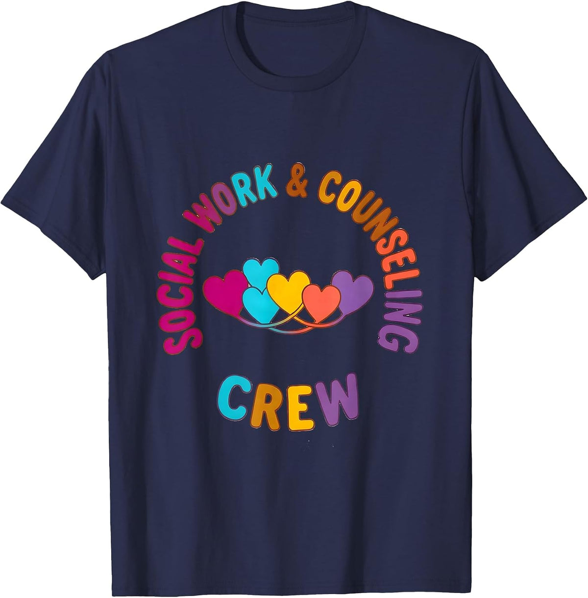 Men's Social Work & Counseling Crew Colorful School Counselor Crew T-Shirt - Navy Blue