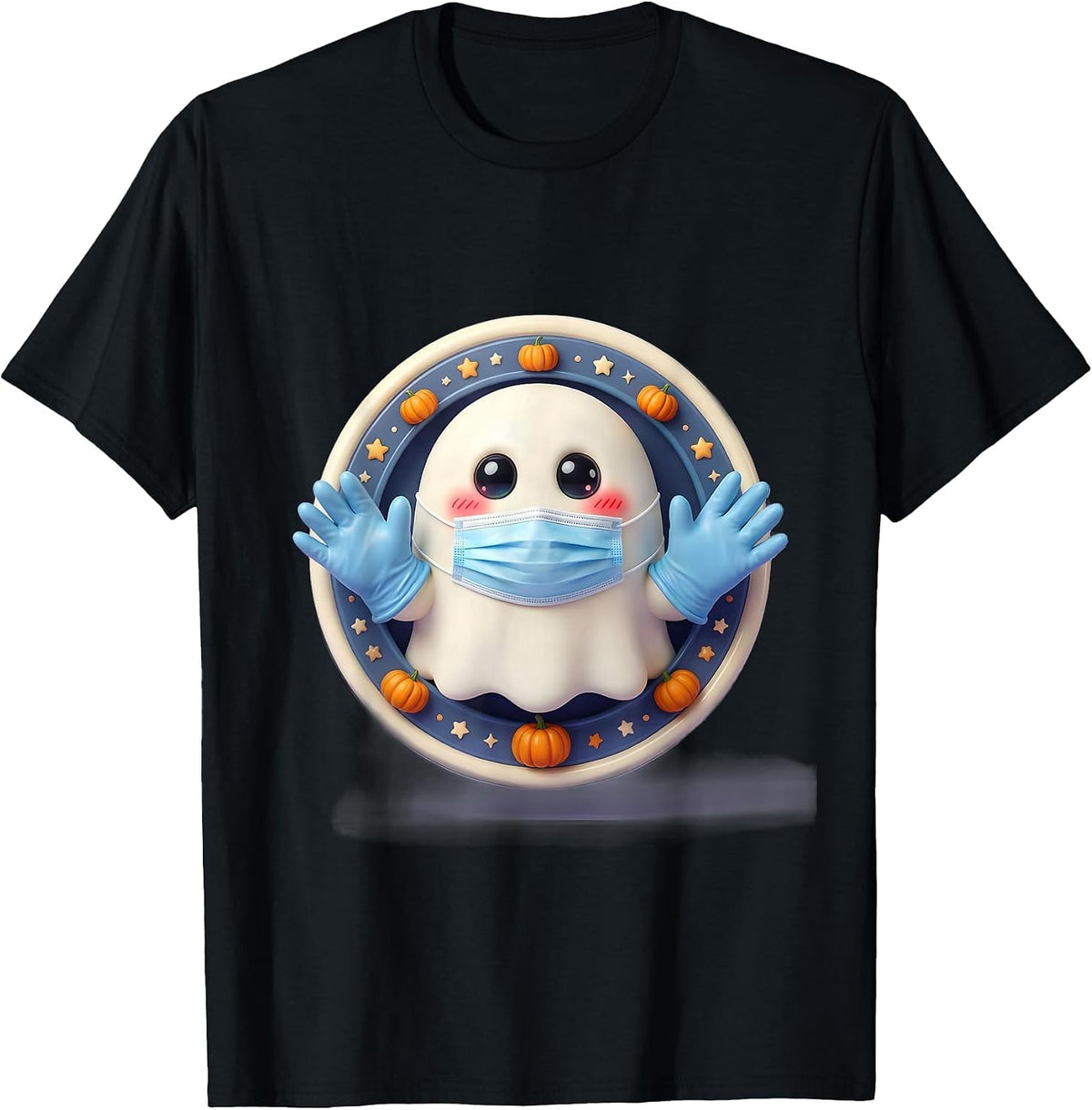 Men's Halloween Ghost Surgeon Underscrub Design T-Shirt - Black
