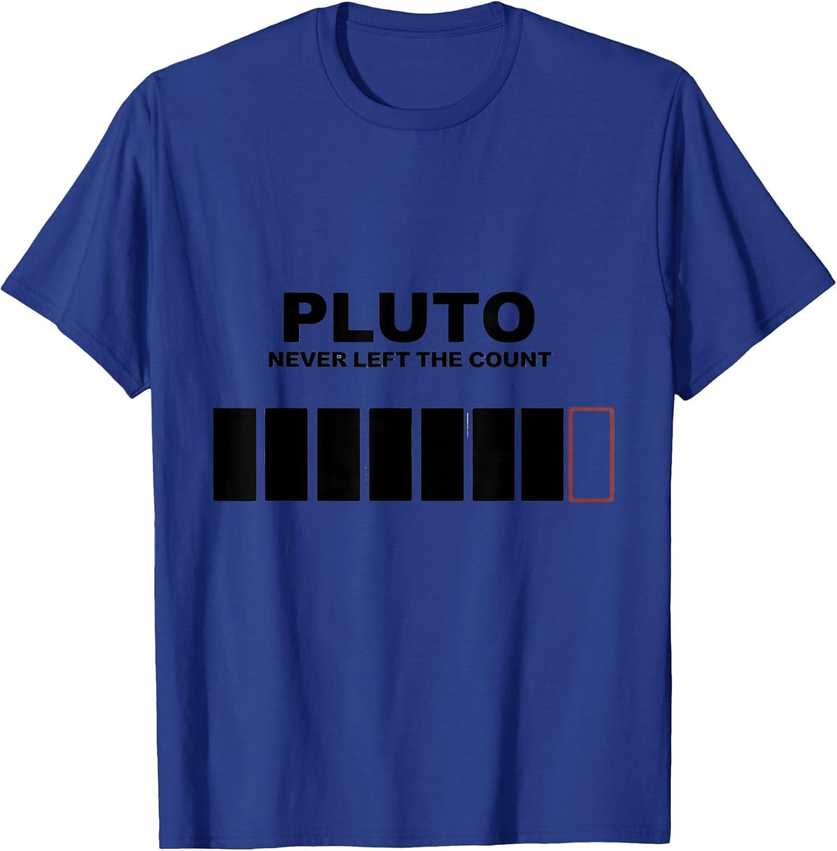 Men's Pluto, Never Left The Count Funny Astronomy Space Enthusiast T-Shirt - Royal Blue