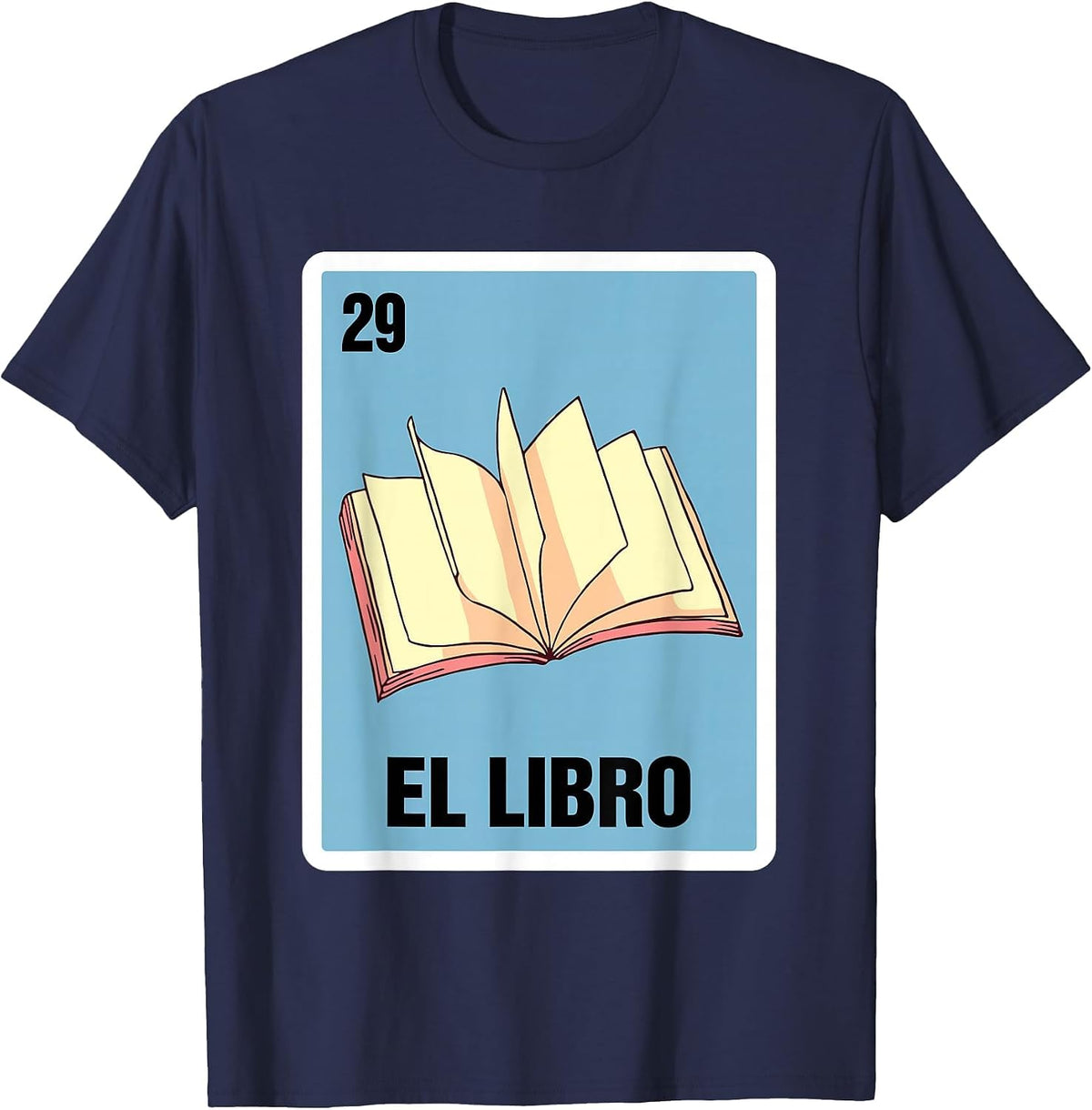 Spanish Mexicana Reading Book El Libro Mexican Bingo Card T-Shirt - Navy Blue