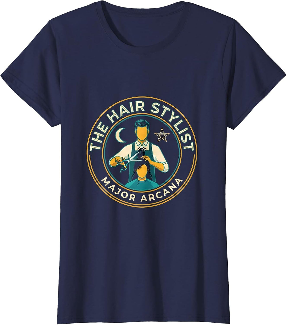 Women's The Hair Stylist, Major Arcana Gothic Tarot Humor Gift T-Shirt - Navy Blue