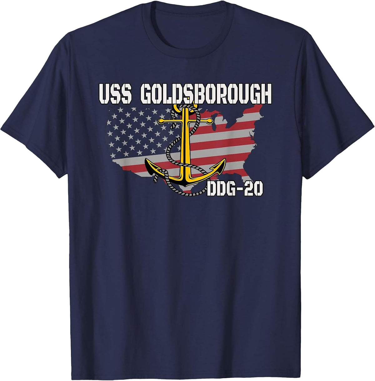 USS Goldsborough DDG-20 Destroyer Veteran Day Father Grandpa T-Shirt - Navy Blue