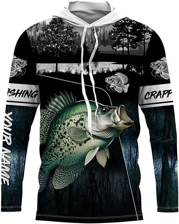 Crappie Fishing Blue camo Jerseys Custom Long Sleeve Fishing Shirt uv Protection, Fishing Gifts - Long Sleeves Hooded Upf