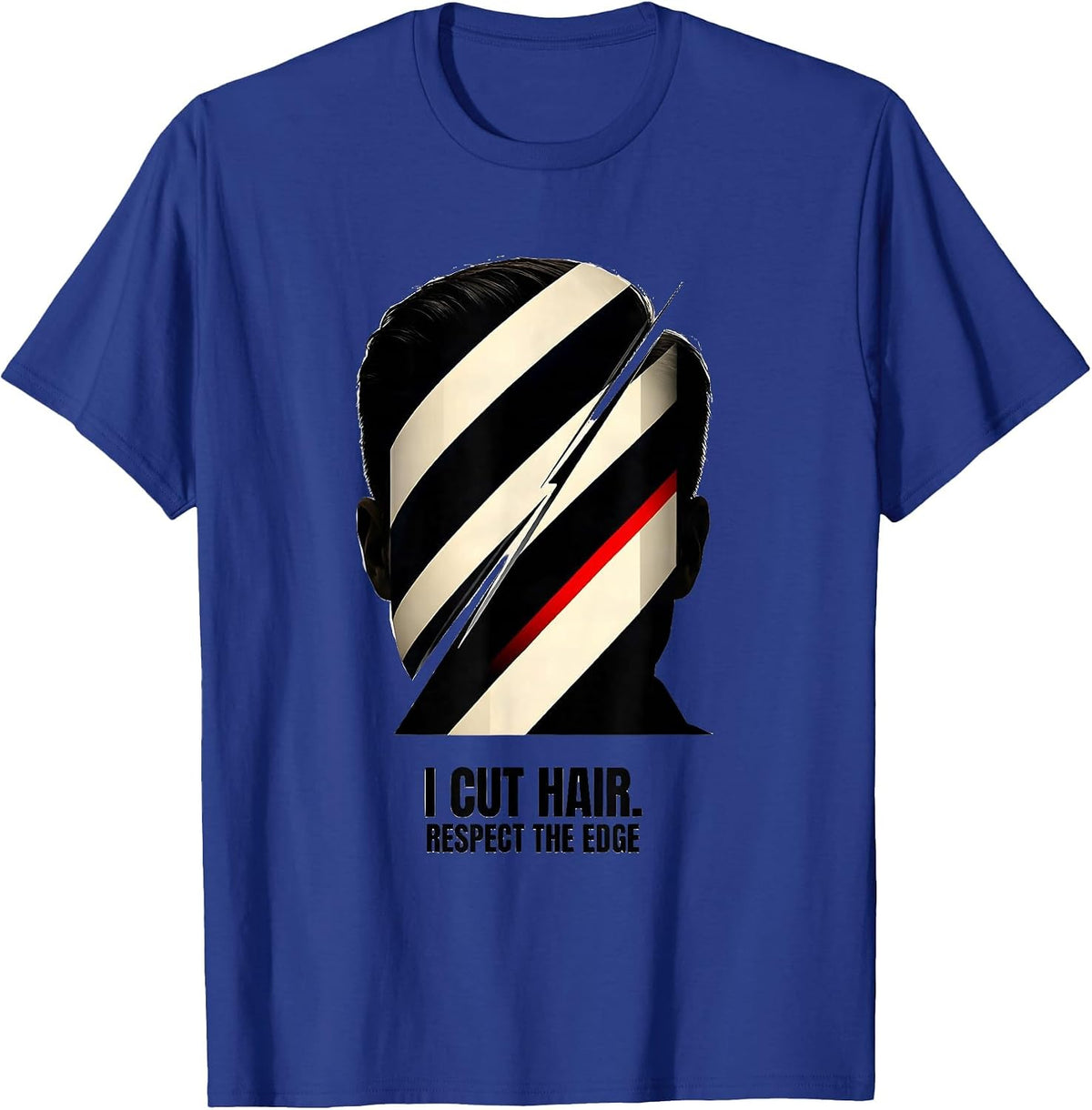 Men's I Cut Hair Respect The Edge Funny Barber Hairstylist Gift T-Shirt - Royal Blue
