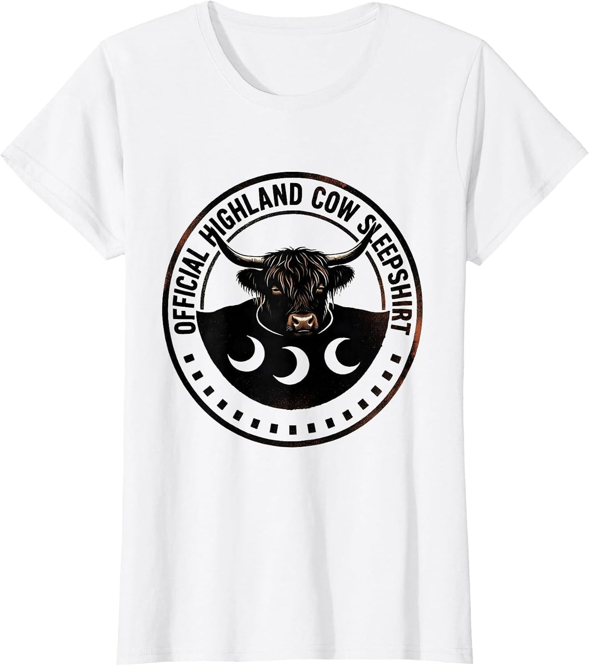 Women's Official Highland Cow Sleepshirt Funny Cozy Cute Animal T-Shirt - White