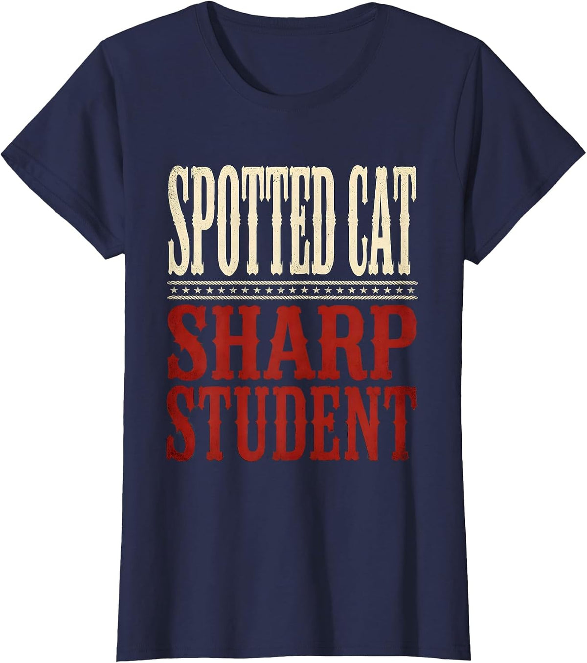 Women's Bengal Cat Lover Back to School Graphic Design T-Shirt - Navy Blue