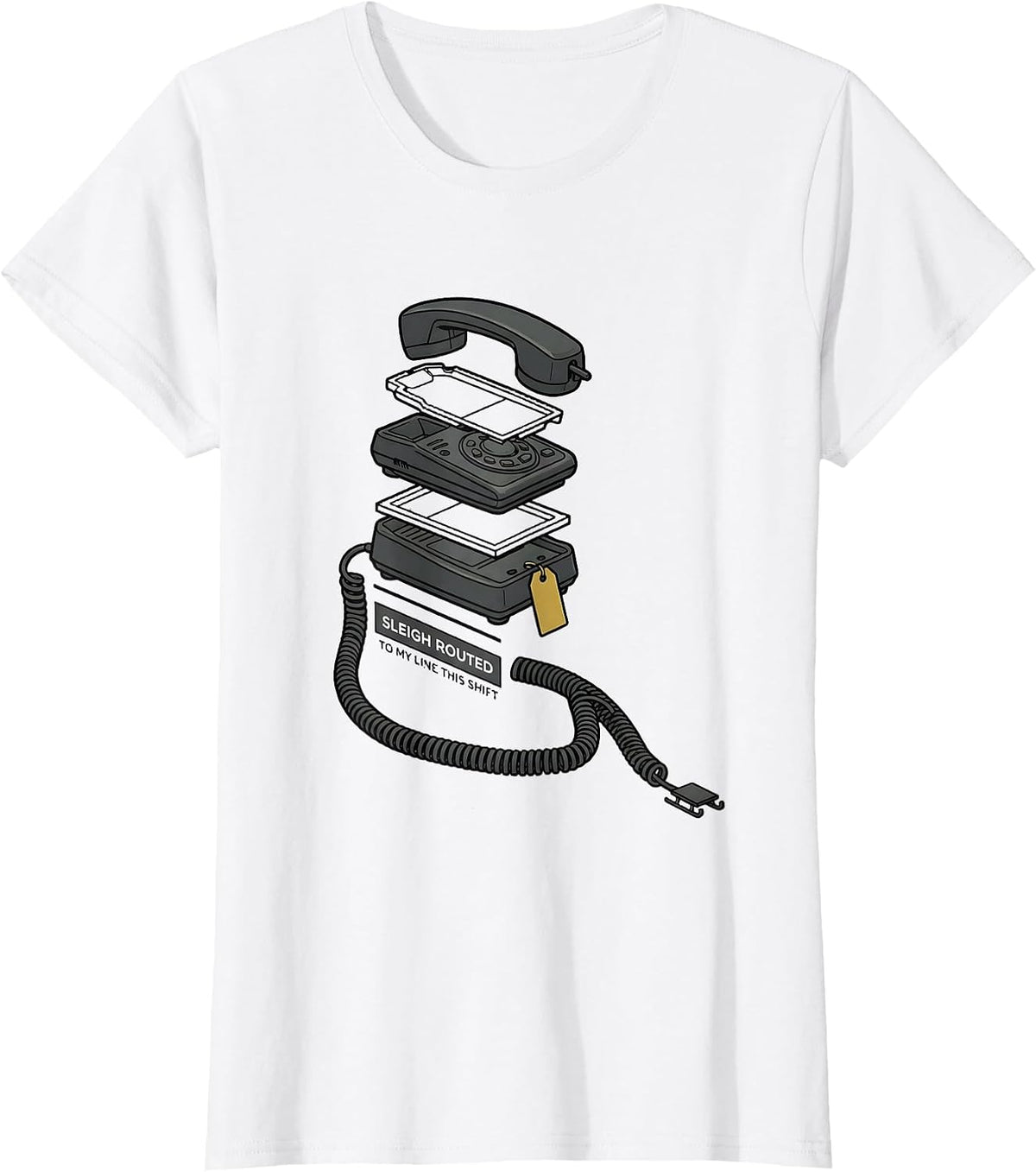 Sleigh Routed To My Line This Shift Funny 911 Dispatcher T-Shirt - White