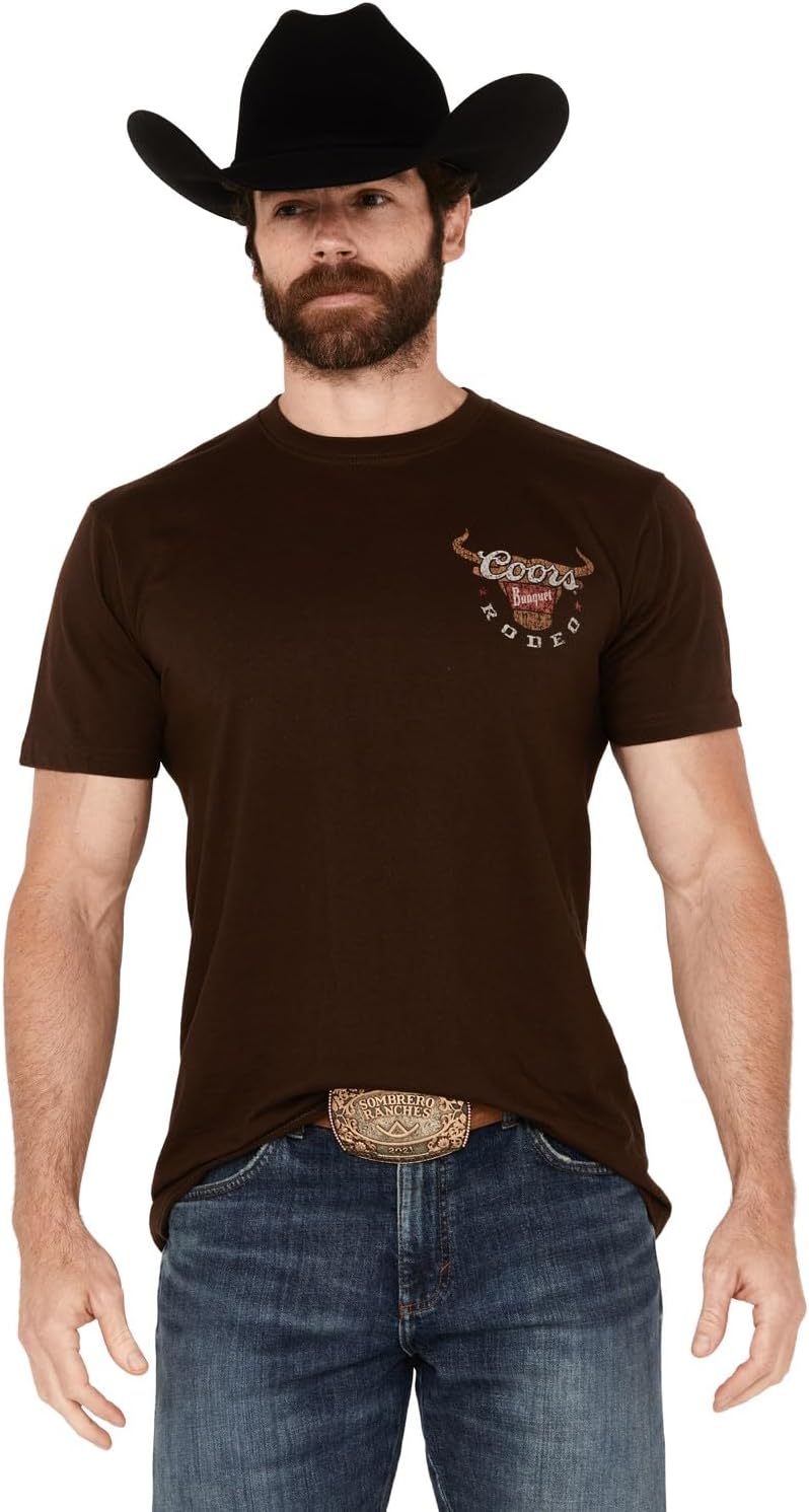 Coors Banquet Rodeo Logo Brown Colorway Front and Back Print T-Shirt - Brown