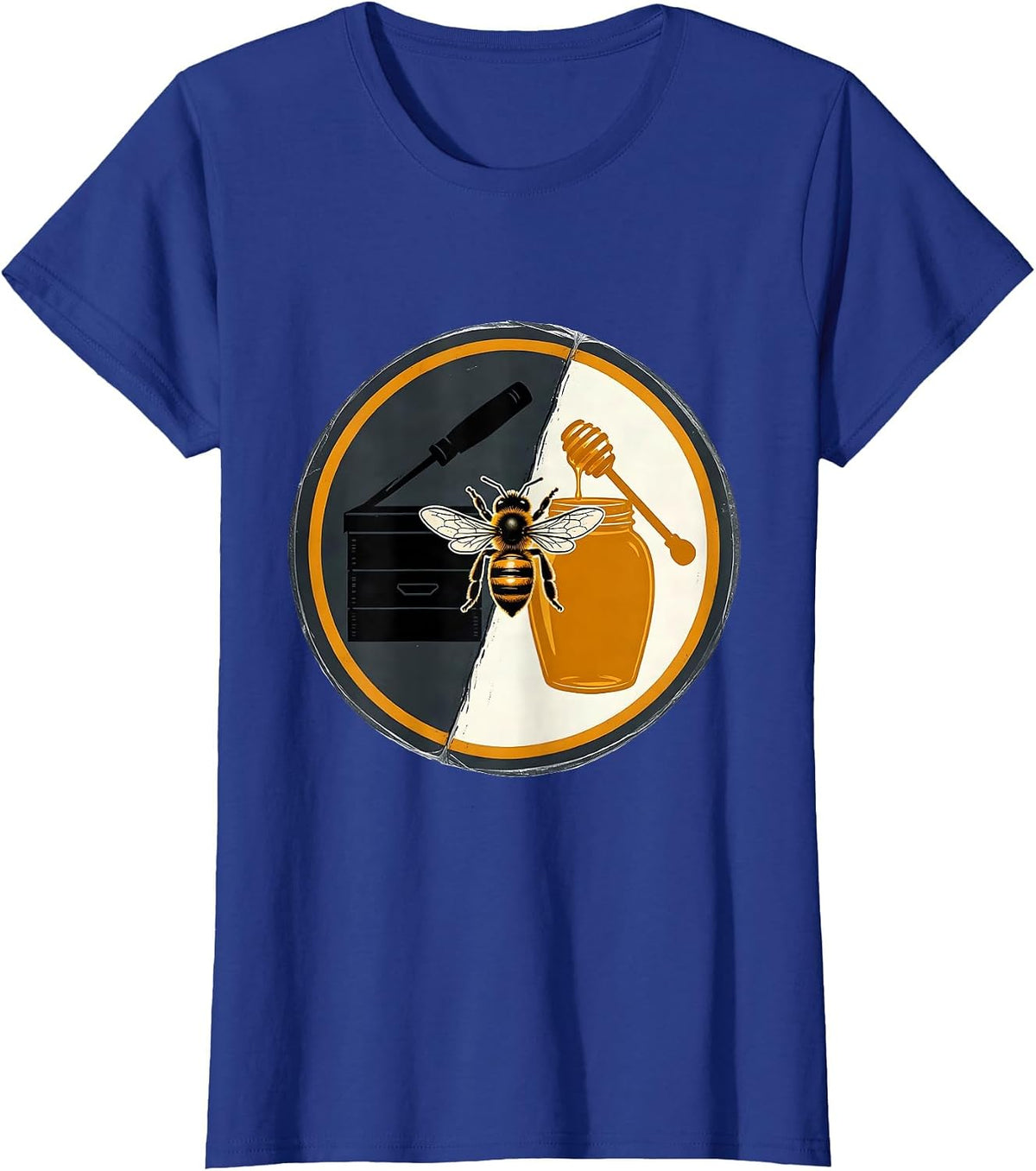 Women's Beekeeper Badge Screenprint Beekeeping Hobbyist Humor T-Shirt - Royal Blue