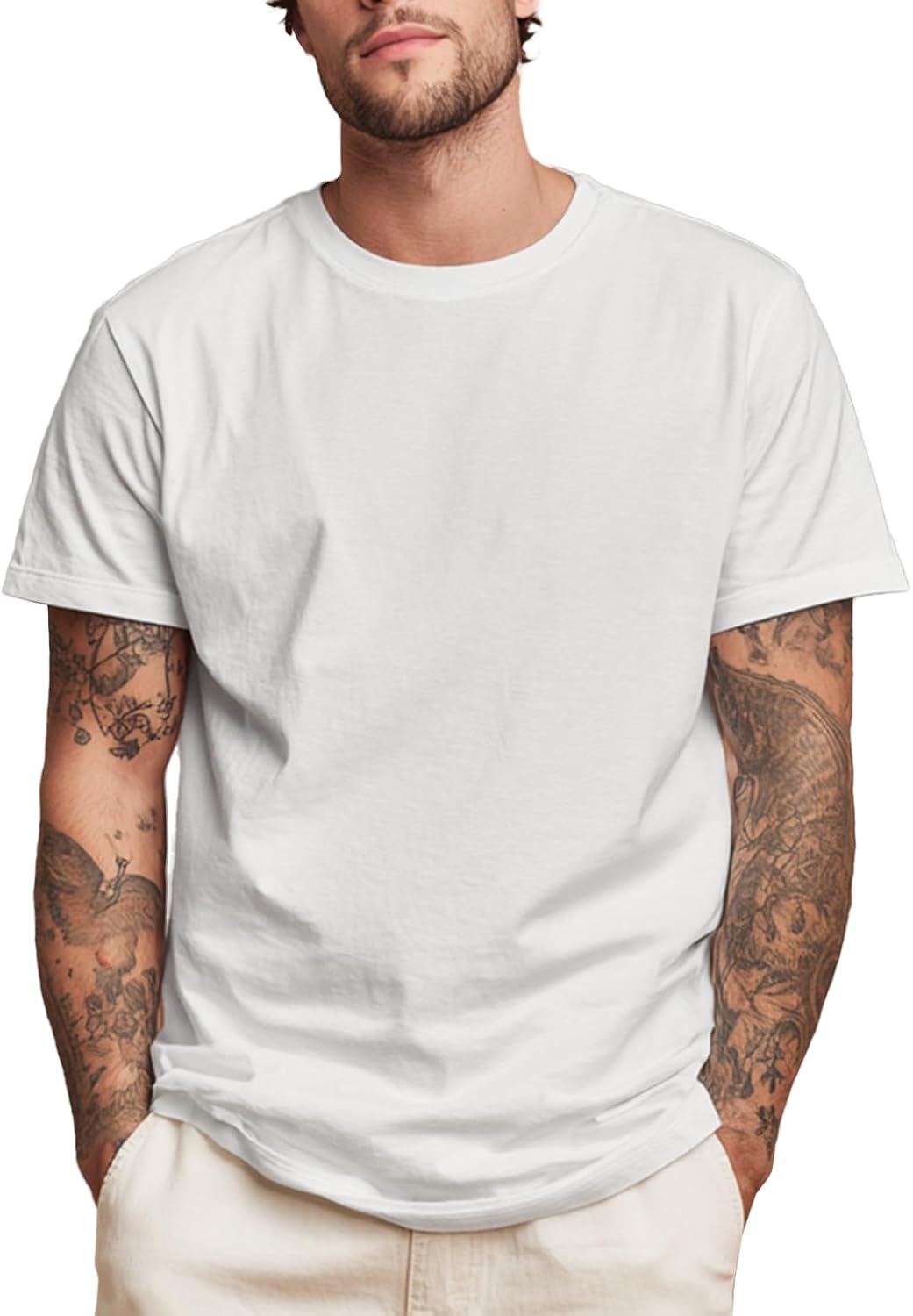 domirica Mens Solid 100% Cotton Graphic Tees Short Sleeve Crewneck Casual Breathable 2026 Summer Streetwear - Grey-g