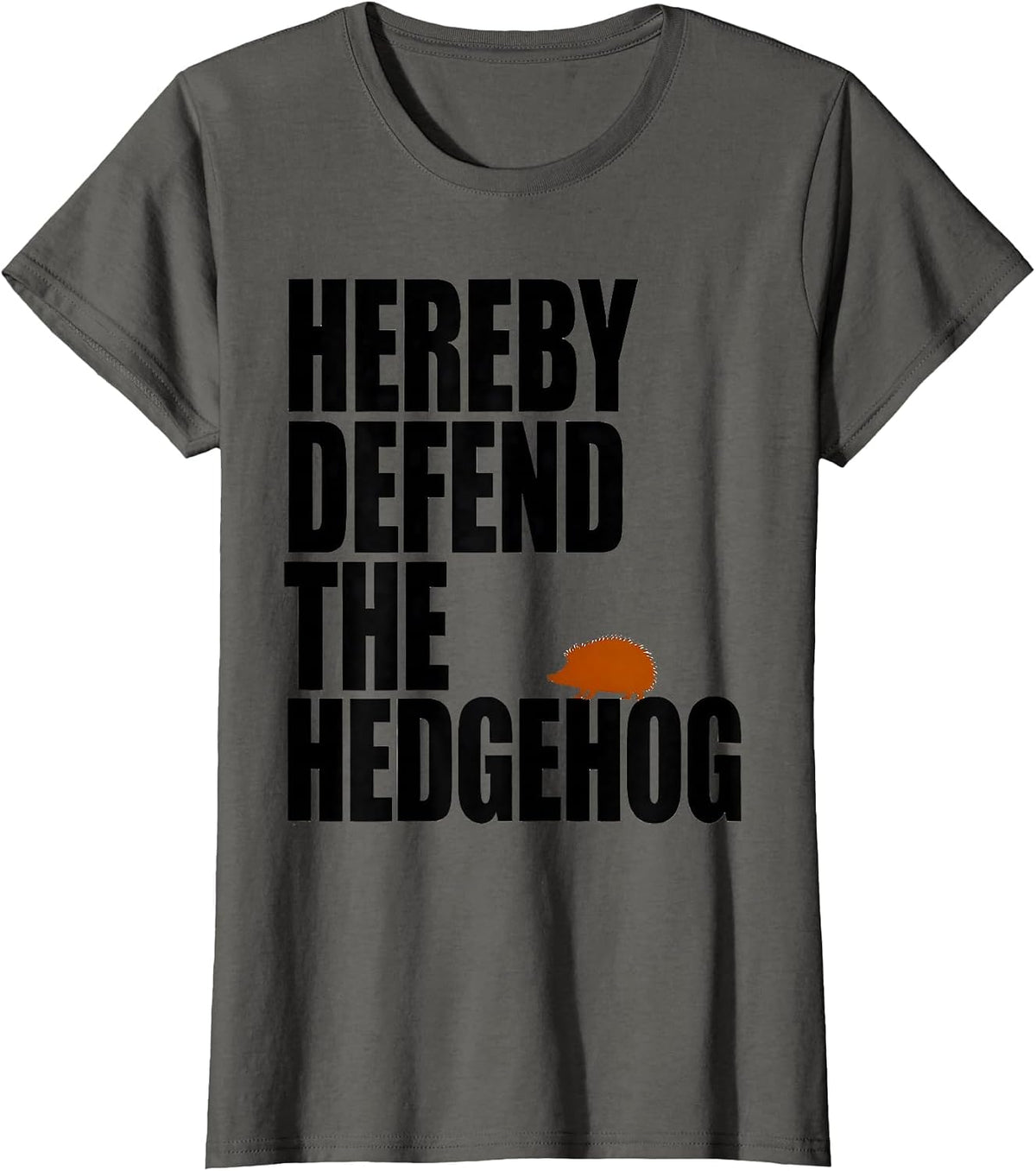 Women's Hereby Defend The Hedgehog Funny Hedgehog Lover Animal Humor T-Shirt - Asphalt Grey