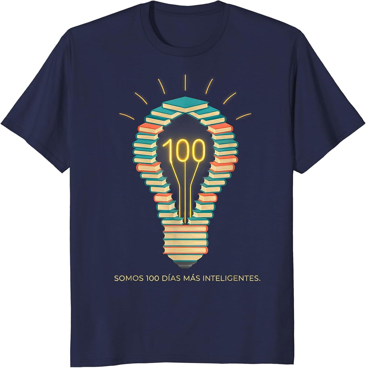Men's Somos 100 Días Más Inteligentes Spanish Teacher 100th Day T-Shirt - Navy Blue