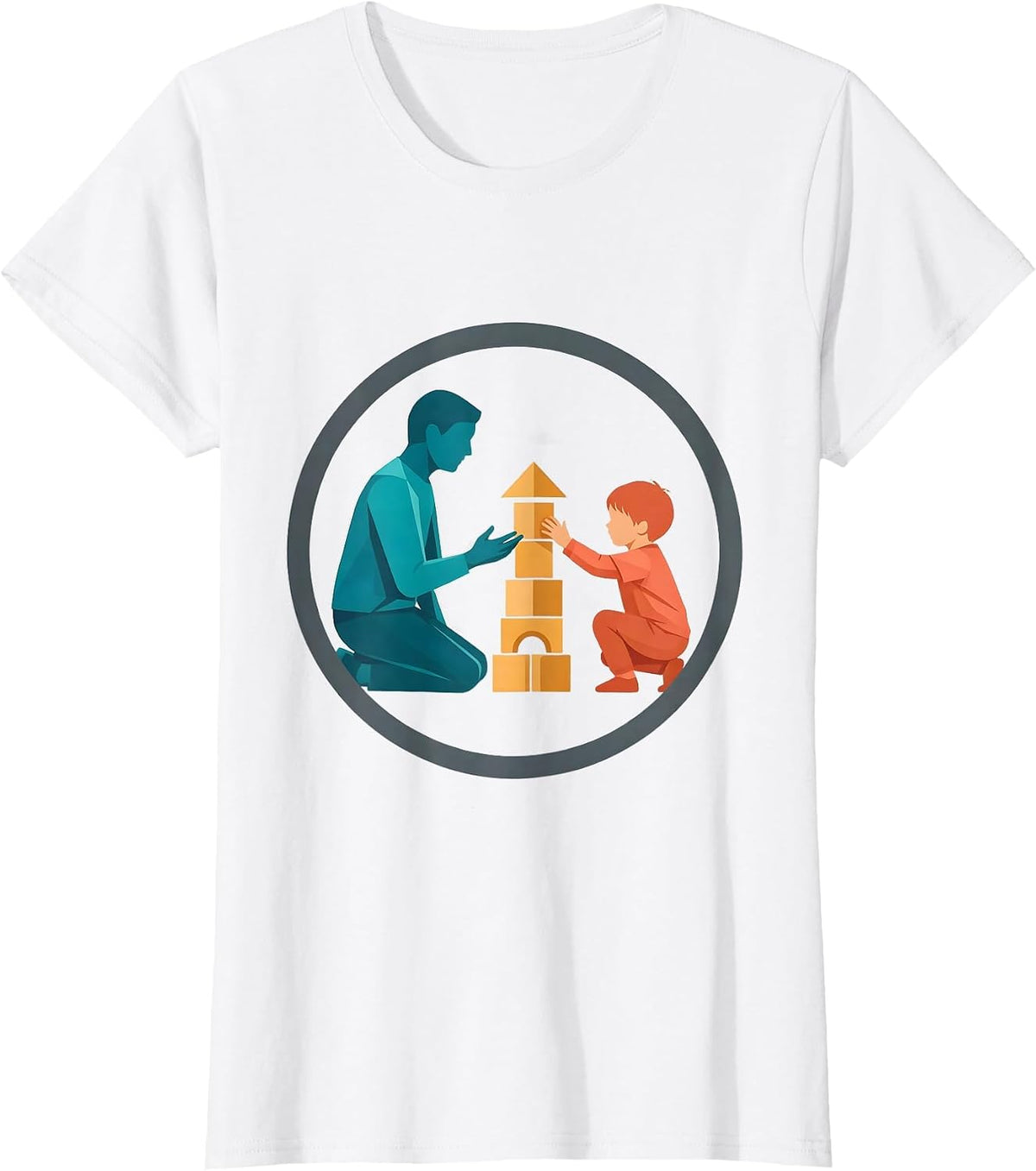 Women's Occupational Therapist Kneeling With Child Design T-Shirt - White