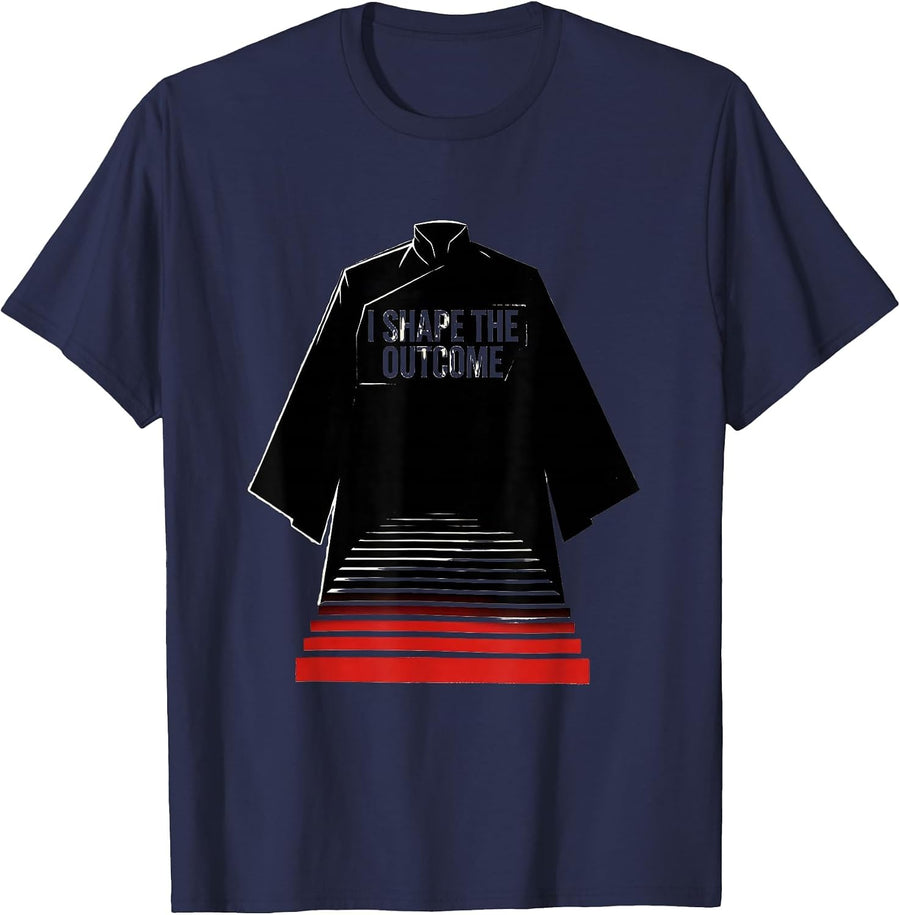 I Shape The Outcome Stencil Graphic Hairdresser Christmas T-Shirt - Navy Blue