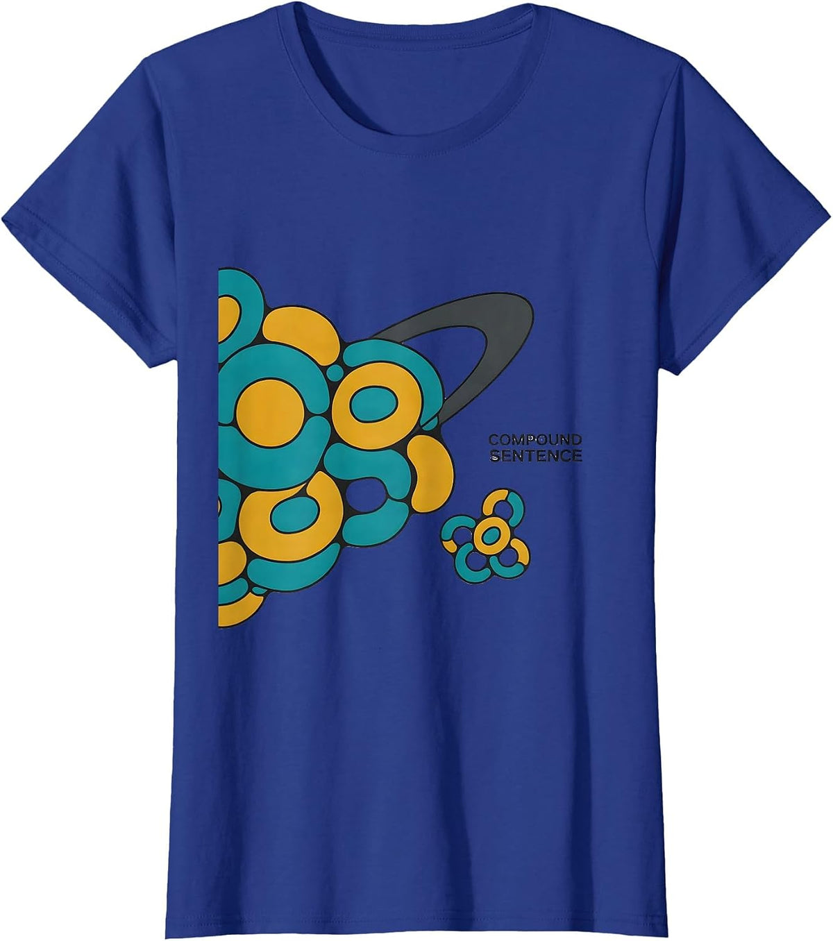 Women's Compound Sentence Midcentury Modern Chemistry Nerd Humor T-Shirt - Royal Blue