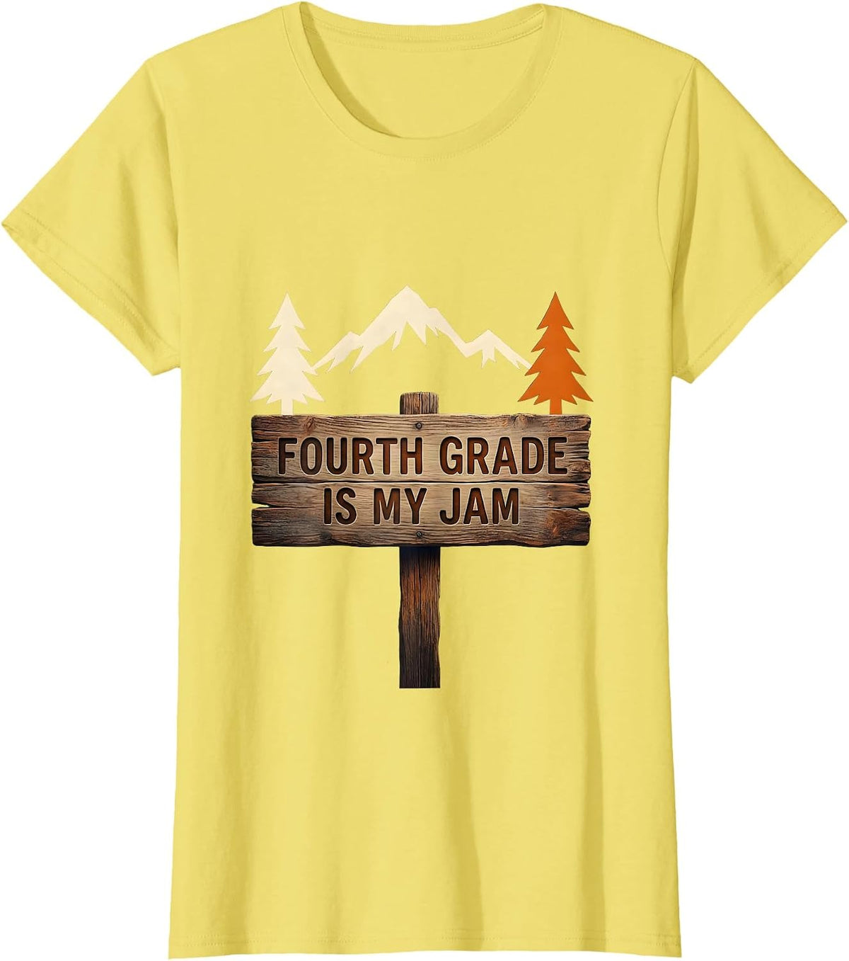 Women's Fourth Grade Is My Jam Teacher Design T-Shirt - Lemon Yellow