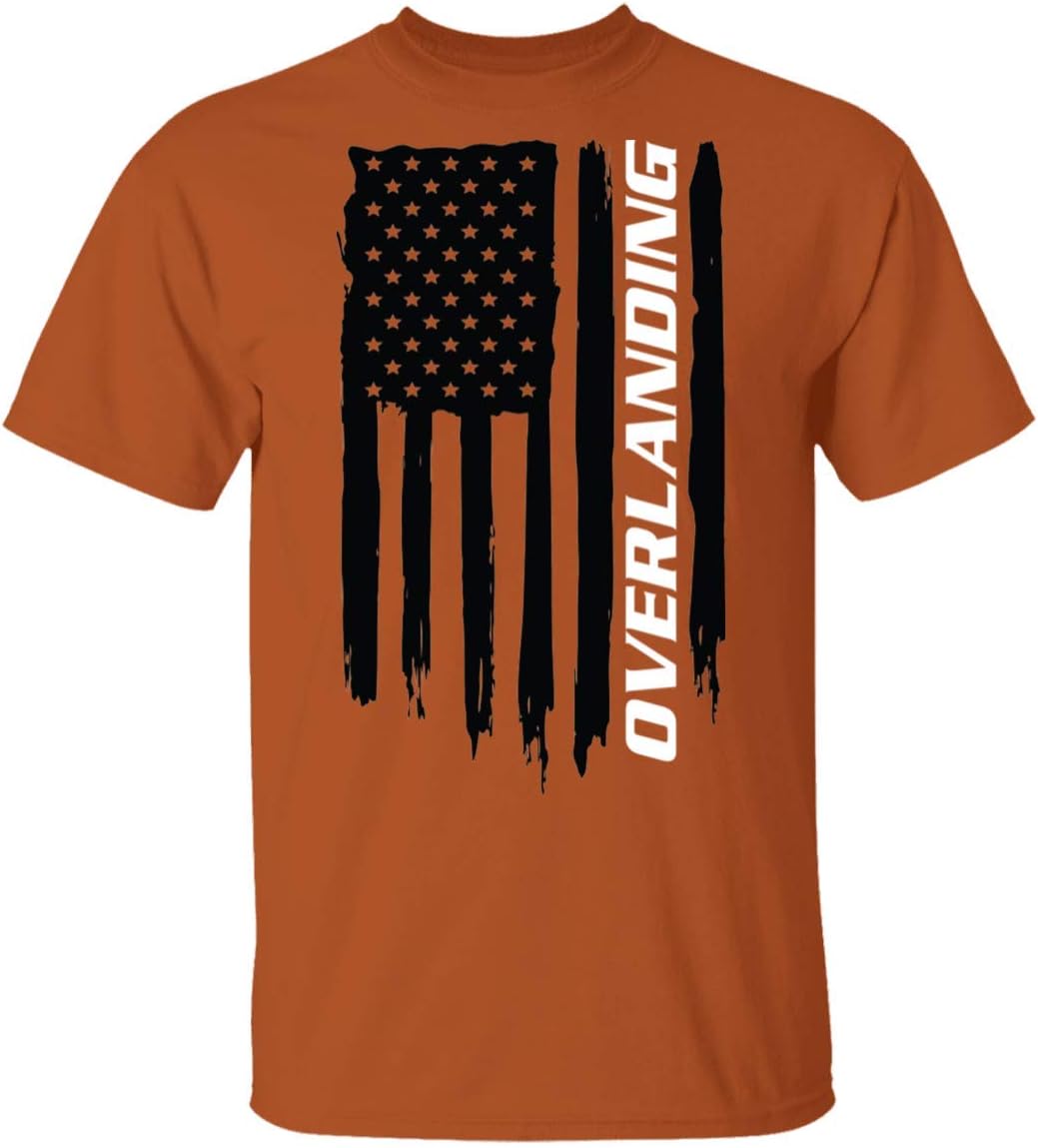 Overlanding Off-Road Desert Crawling American Flag T-Shirt - Texas Orange