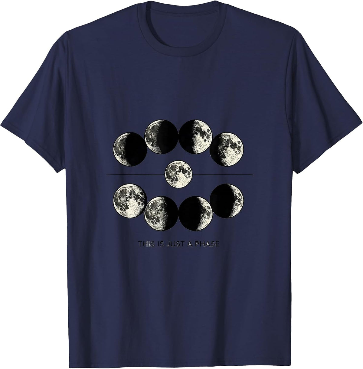 Men's This Is Just A Phase Celestial Moon Phase Astronomy Gift T-Shirt - Navy Blue