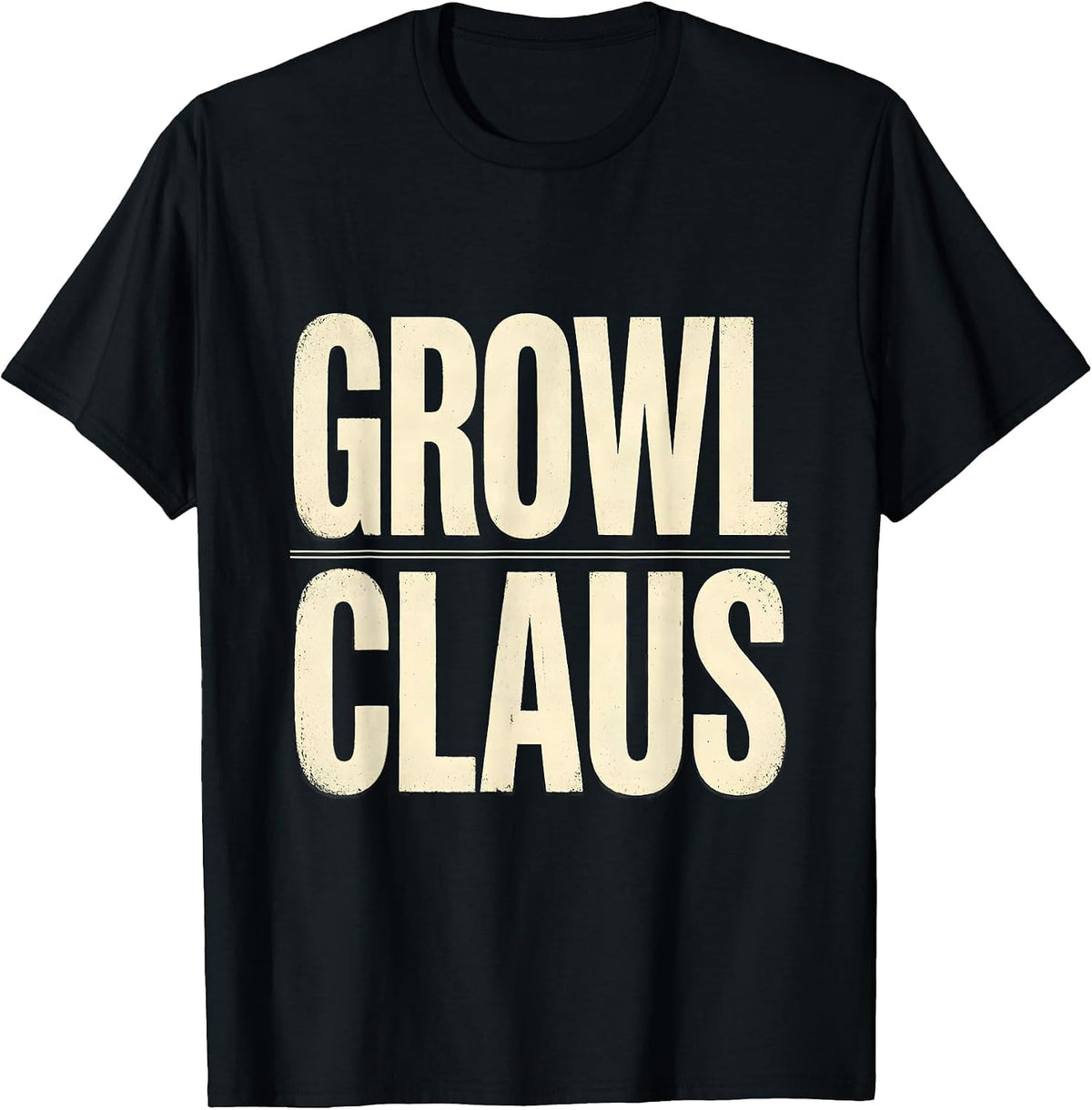 Men's Growl Claus Heavy Metal Rock Santa Christmas Humor T-Shirt - Black