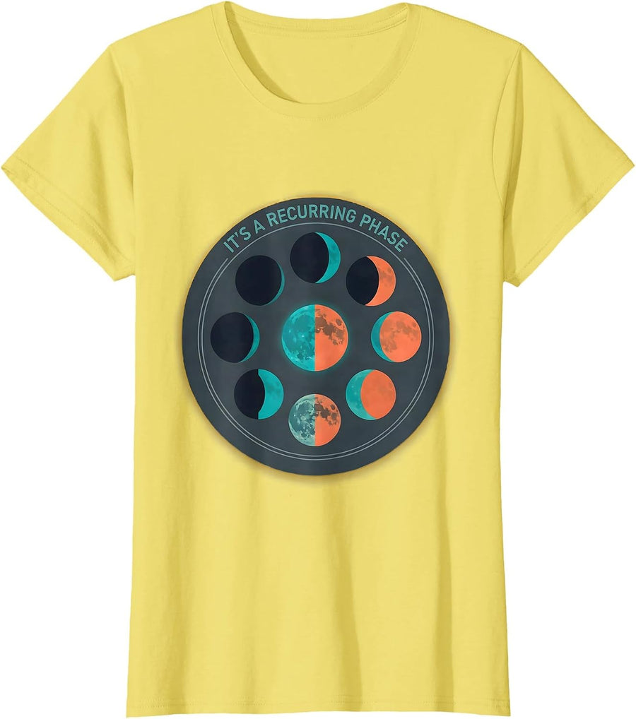 It's A Recurring Phase Celestial Astronomy Moon Phase Gift T-Shirt - Lemon Yellow