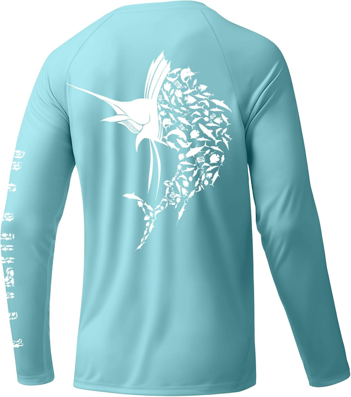 Palmyth Men UPF 50+ Fishing Shirts Long Sleeve Quick Dry Tee - Skyblue \/ Sailfish
