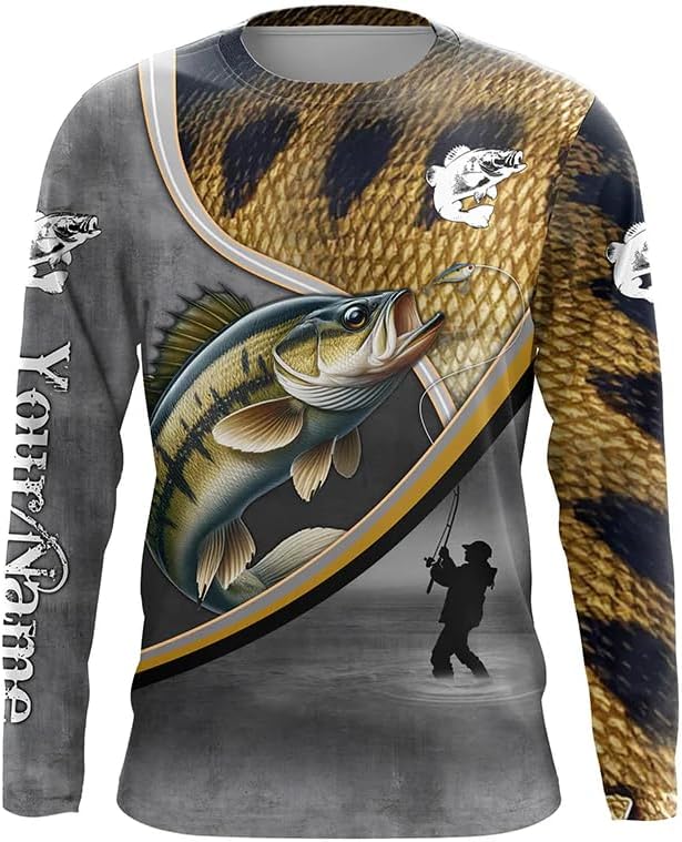 Custom Smallmouth Bass Fishing Long Sleeve Tournament Fishing Shirts, Sun Protection Smallmouth Fishing Jerseys - Style 5