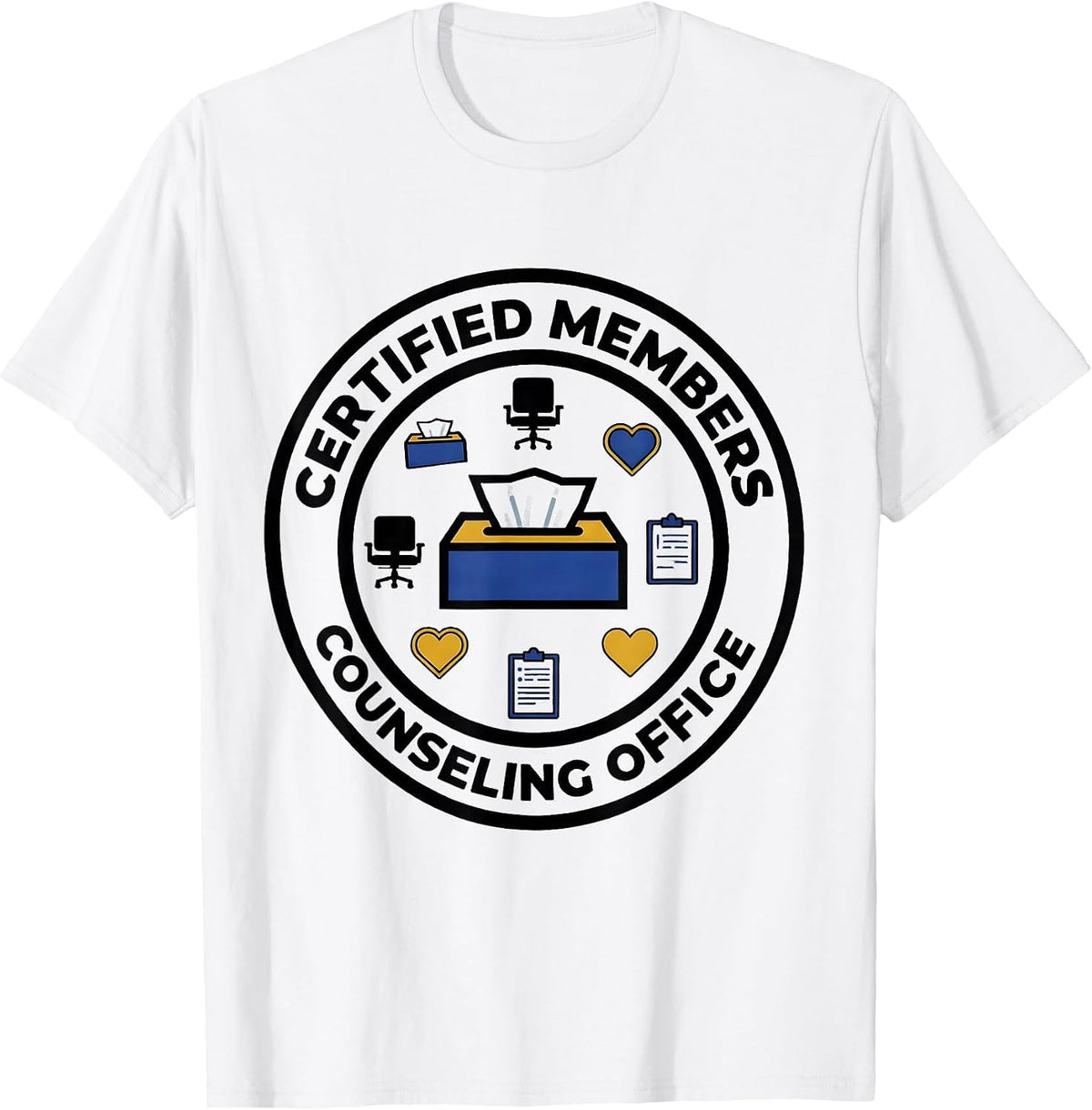 Men's Certified Members Counseling Office Geometric School T-Shirt - White