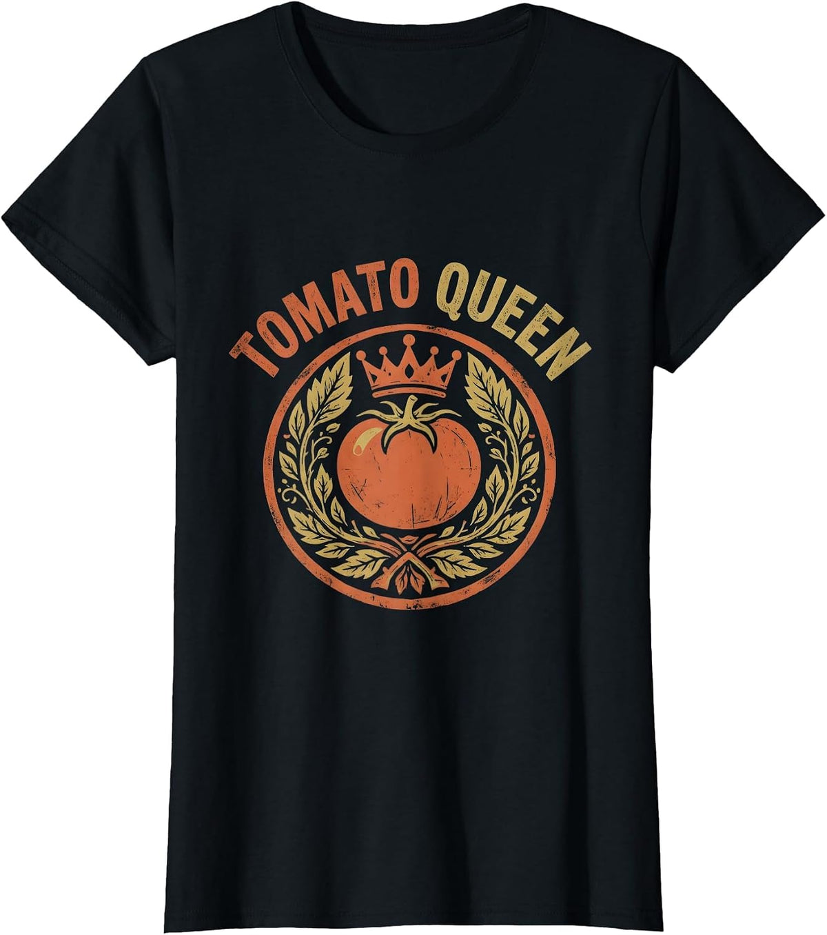 Tomato Queen Bold Garden Royalty Design T-Shirt - Black