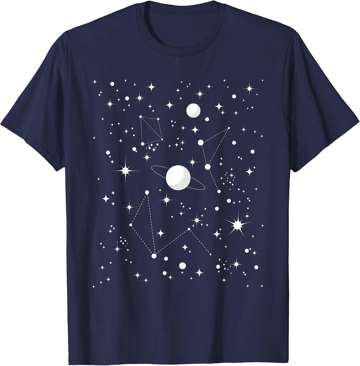 Stargazing - Astronomy Lover Astrological Constellations T-Shirt - Navy Blue
