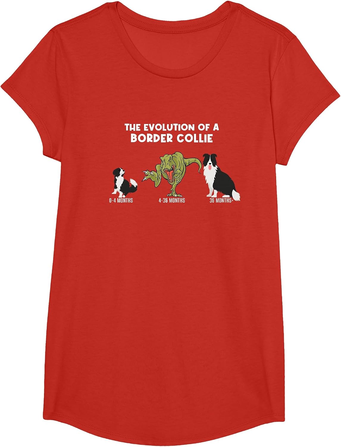 Border Collie Dog Mom The Evolution of A Border Collie T-Shirt - Girls Red