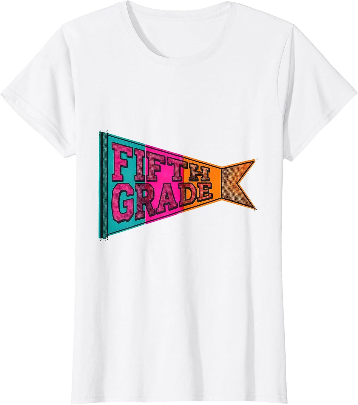 Fifth Grade Risograph Pennant Flag Back to School Girl T-Shirt - White
