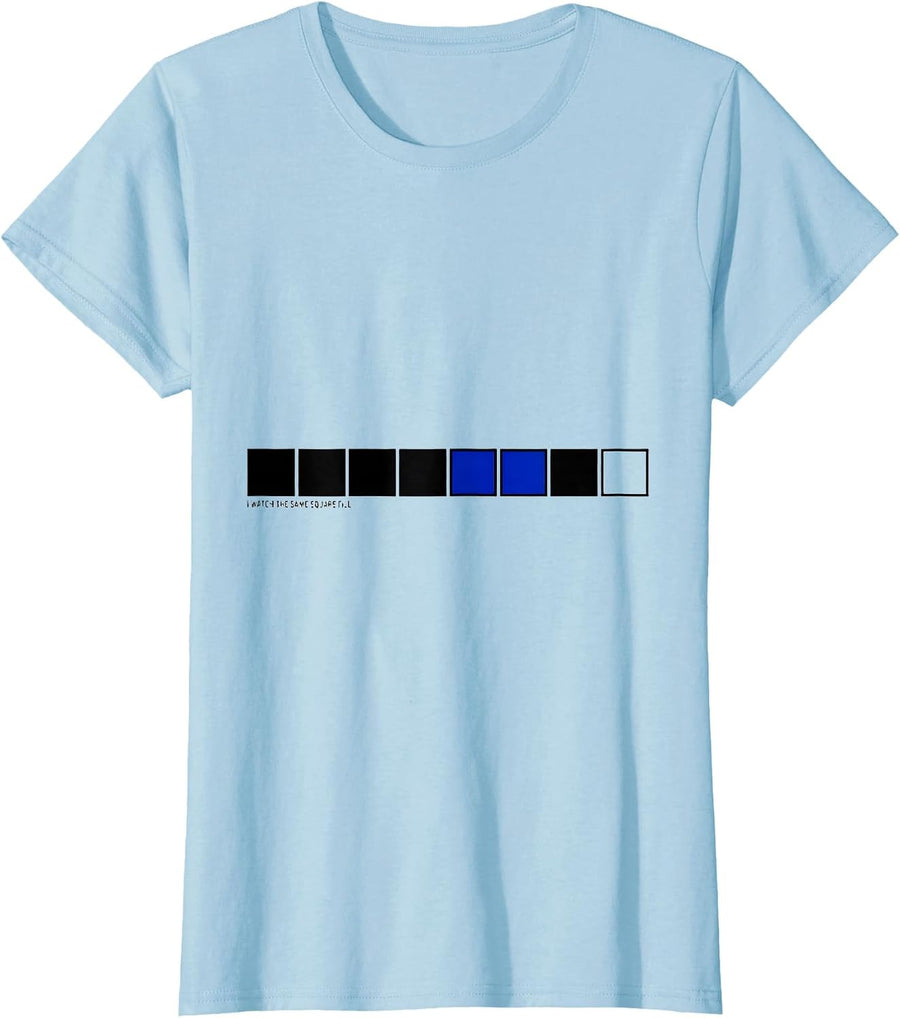 Women's I Watch The Same Square Fill Astronomy Lunar Cycle Science T-Shirt - Baby Blue