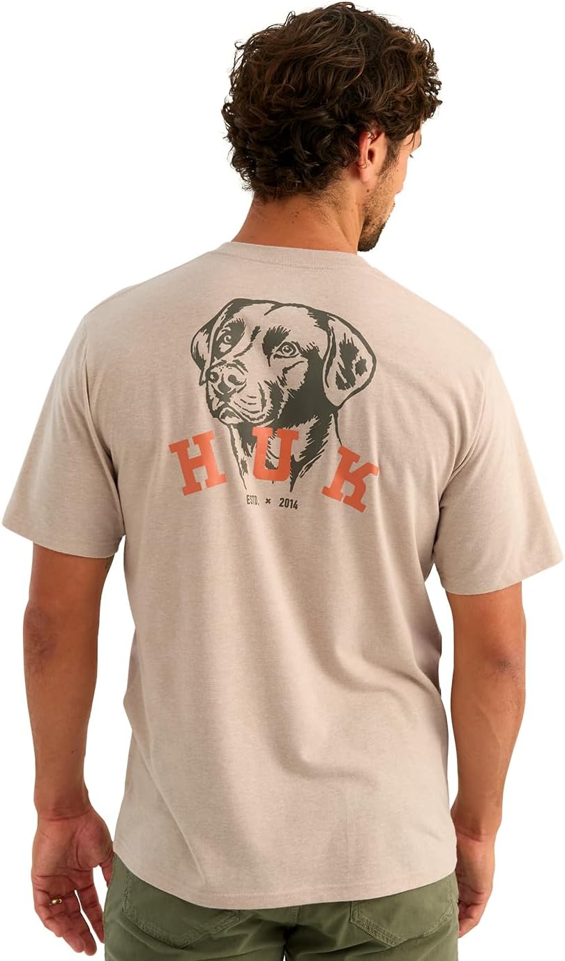 HUK Men's Performance Fishing Pocket Tee, Short Sleeve Crewneck T-Shirt with Chest Pocket, Soft Cotton Feel - Lab Sketch -
