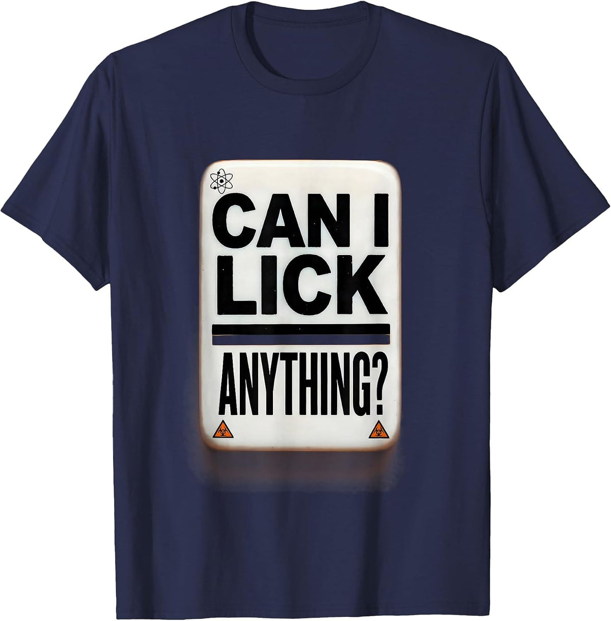Can I Lick Anything Funny Periodic Table Science Teacher T-Shirt - Navy Blue