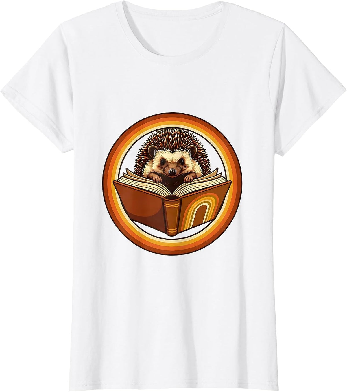 Cute Hedgehog Reading Book Teacher Gift T-Shirt - White