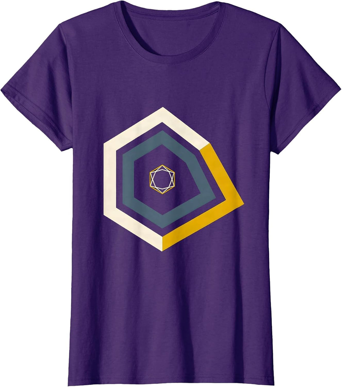 Women's Nested Gold Line 911 Dispatcher First Responder Tribute T-Shirt - Purple