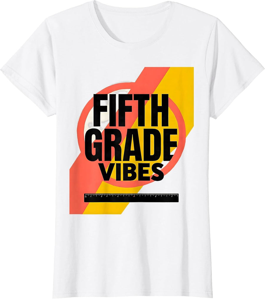 Women's Fifth Grade Vibes Coquette Bow Back to School Teacher Kids T-Shirt - White