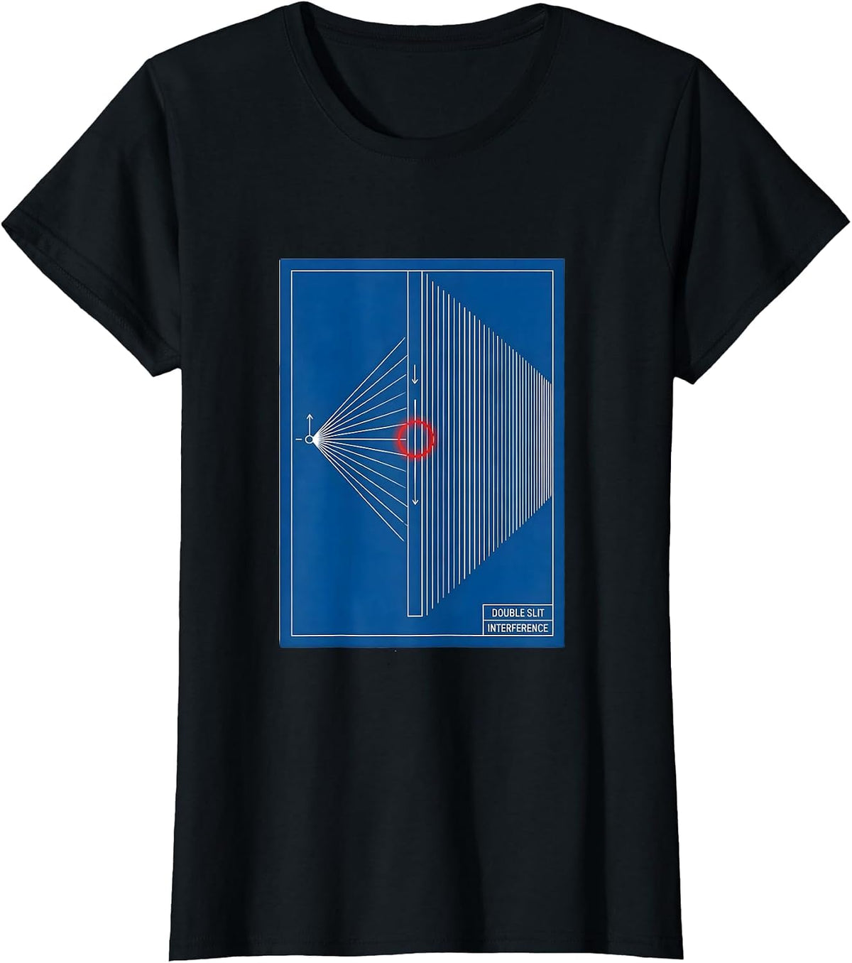 Double Slit Interference Technical Blueprint Quantum Physics T-Shirt - Black