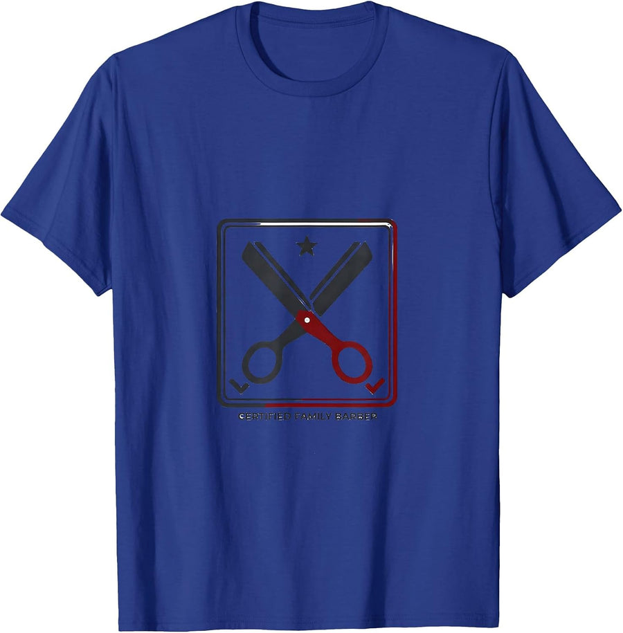 Certified Family Barber Funny Bald Men Barber Gift Humor T-Shirt - Royal Blue