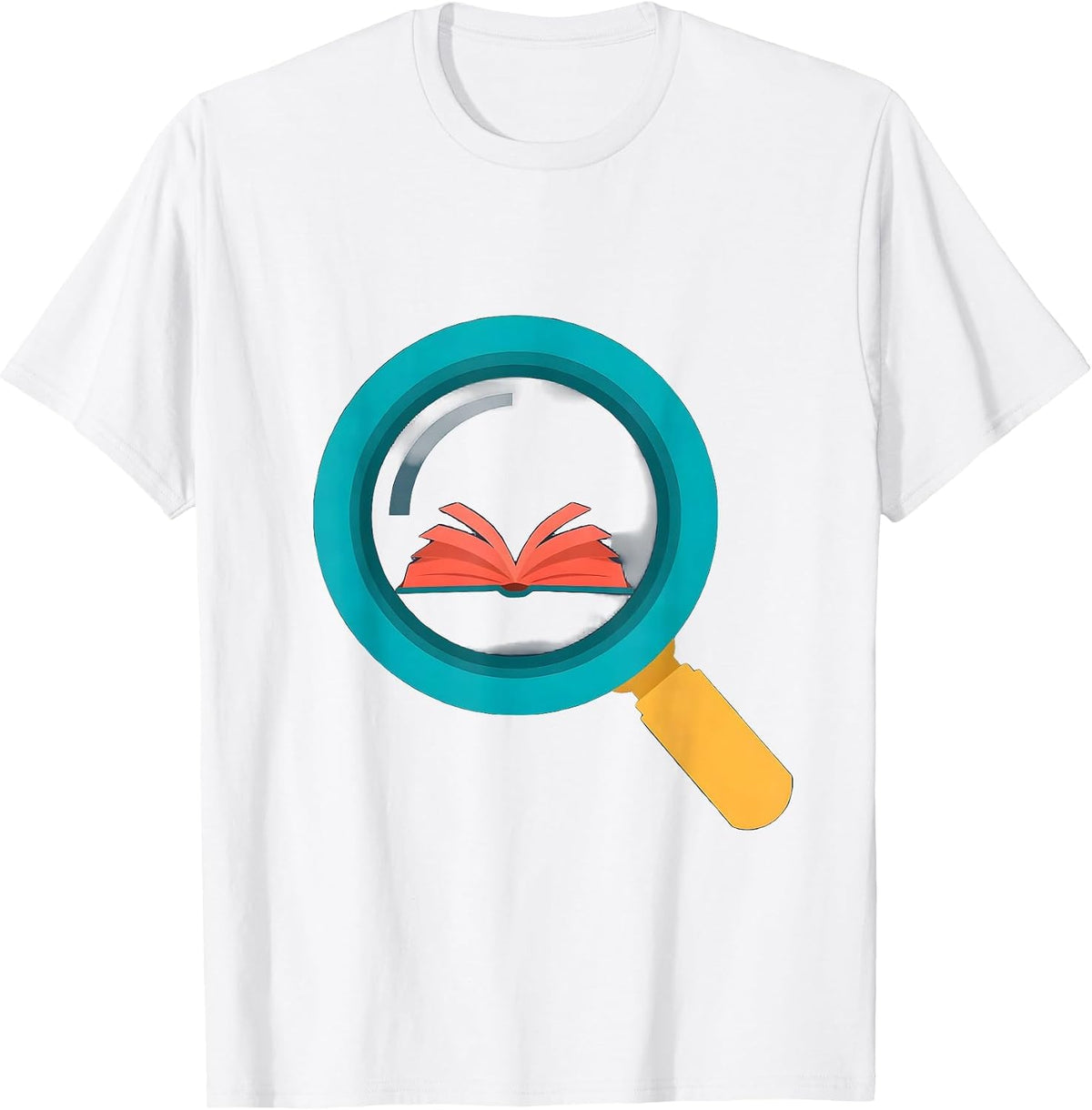 Men's 4th Grade Teacher Magnifying Glass Book Design T-Shirt - White
