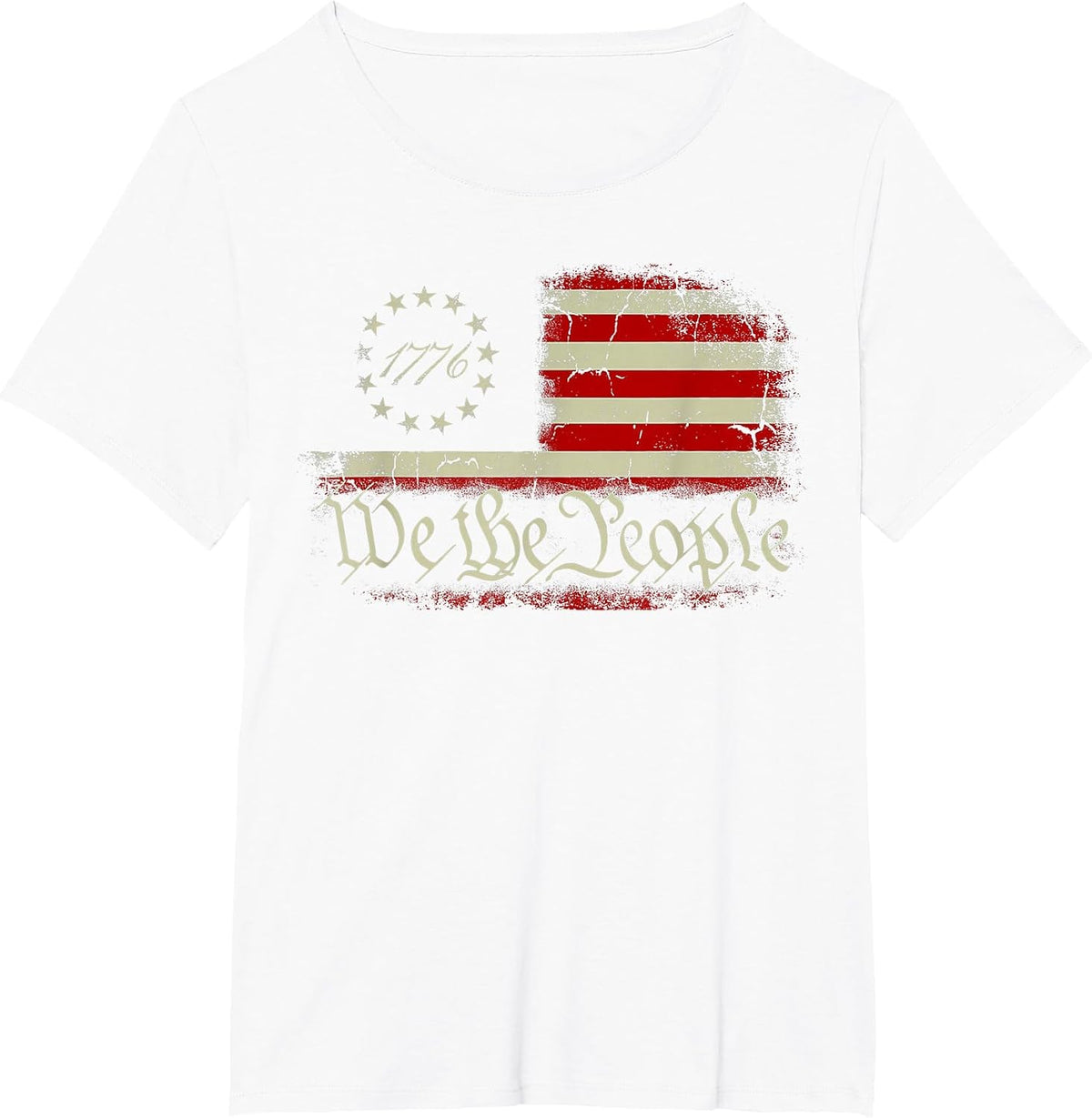 4th of July We The People American 1776 Old American Flag T-Shirt - White