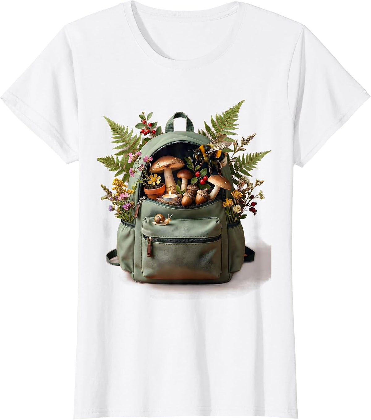 Women's Elementary Teacher Backpack School Supplies Graphic T-Shirt - White