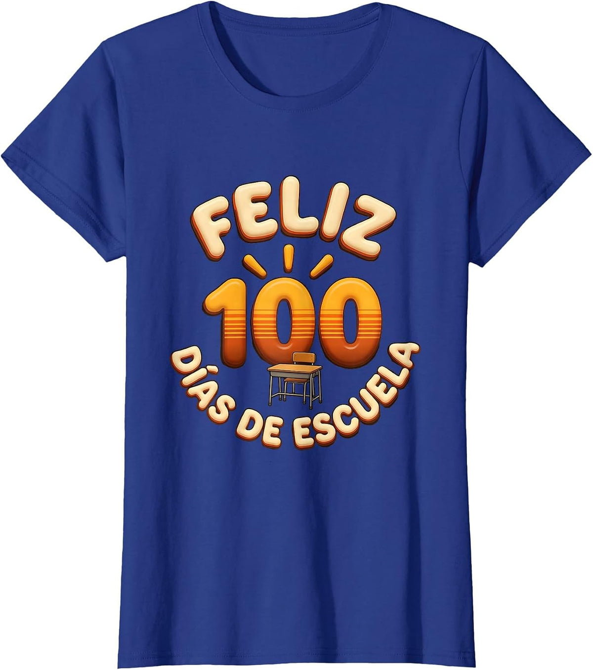 Women's Feliz 100 días de escuela Retro Spanish Teacher 100th Day T-Shirt - Royal Blue