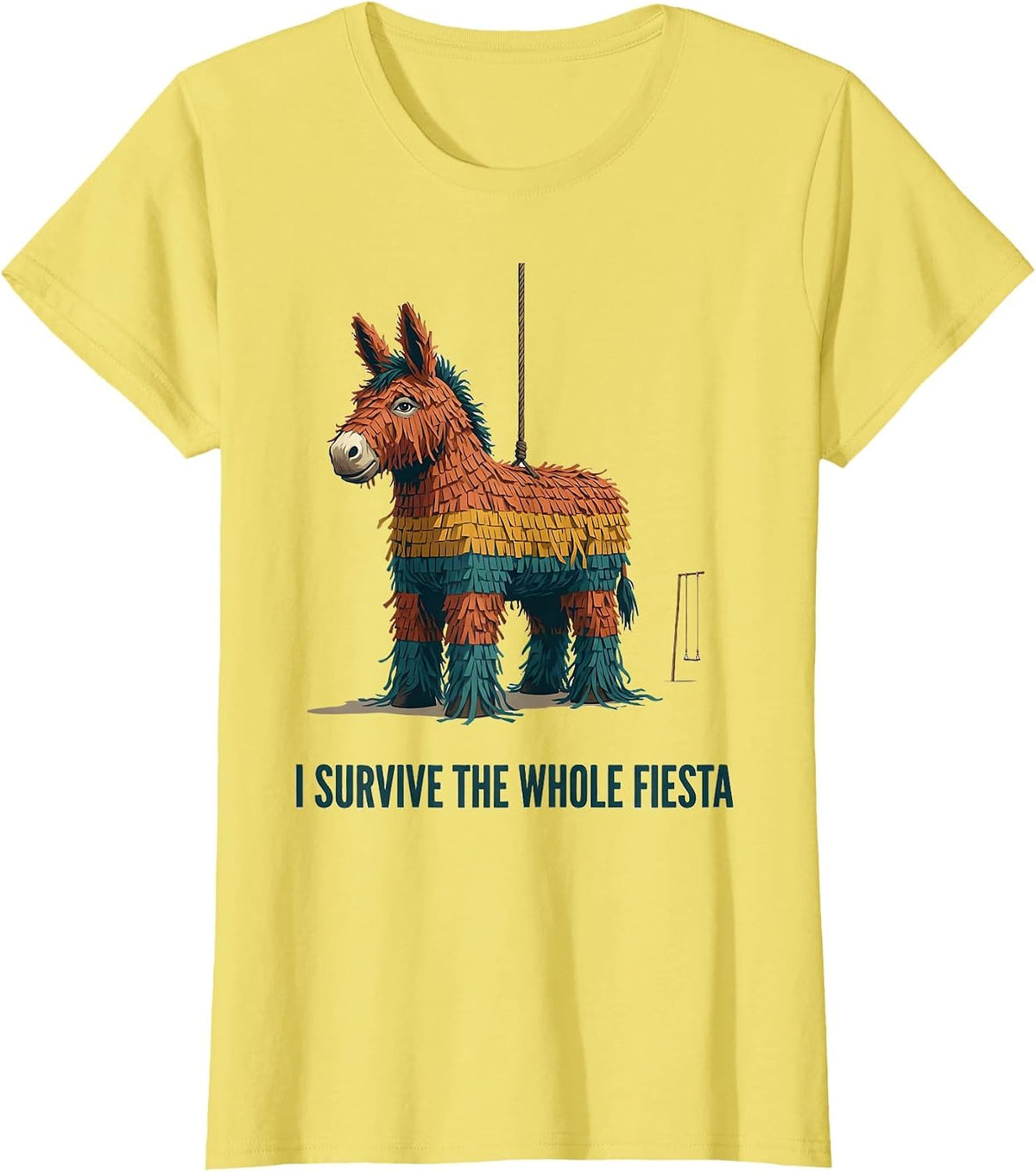 Women's I Survive The Whole Fiesta Funny Cinco De Mayo Party Costume T-Shirt - Lemon Yellow