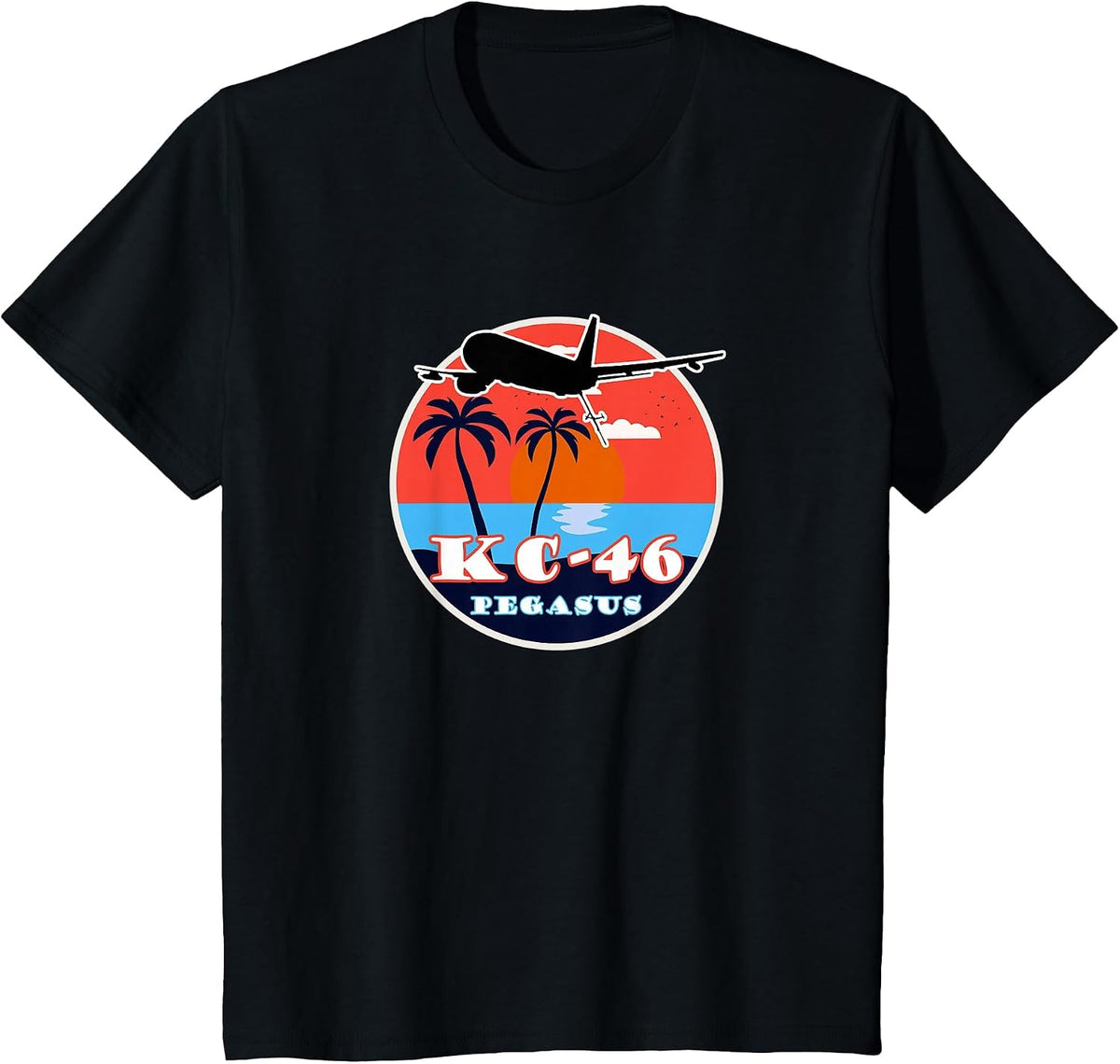 KC-46 Pegasus Vintage Tropical Sunset Air Refueling T-Shirt - Black