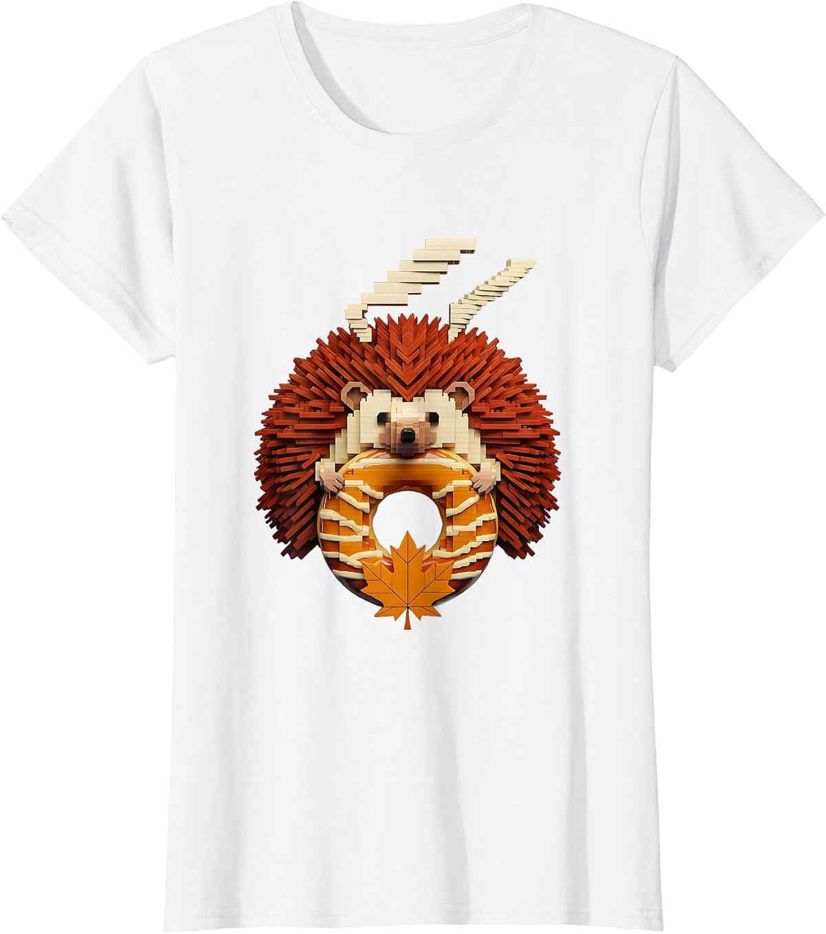 Cute Hedgehog Apple Cider Doughnut Fall Cozy Seasonal Humor T-Shirt - White