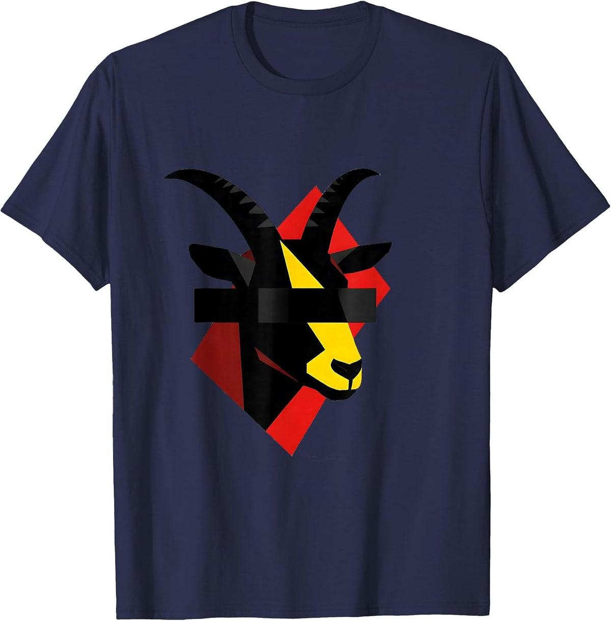Geometric Goat Head Modernist Humor Animal Lover T-Shirt - Navy Blue