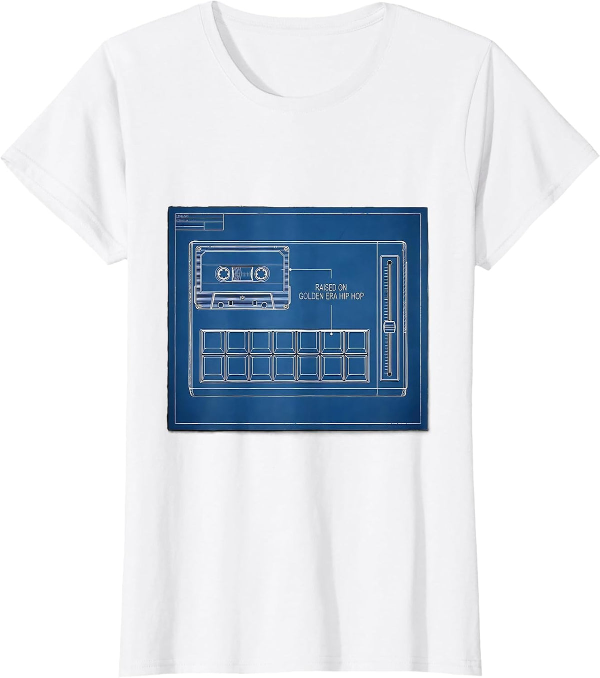Raised On Golden Era Hip Hop Retro Cassette Sampling T-Shirt - White