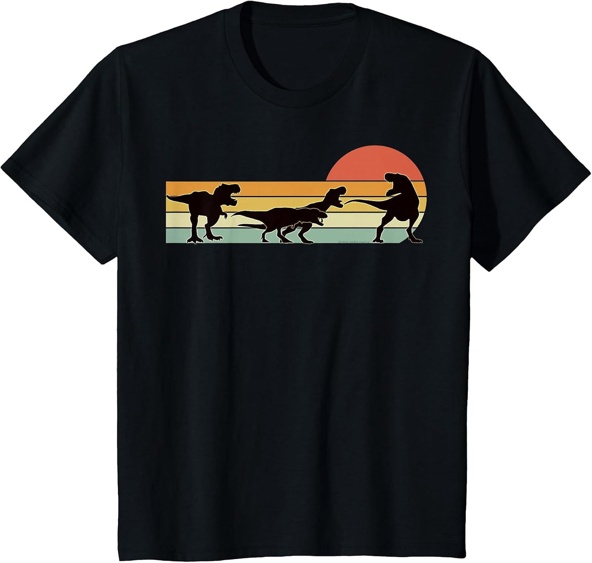 Retro T-Rex Dinosaur Family Dinosaurs T-Shirt - Black