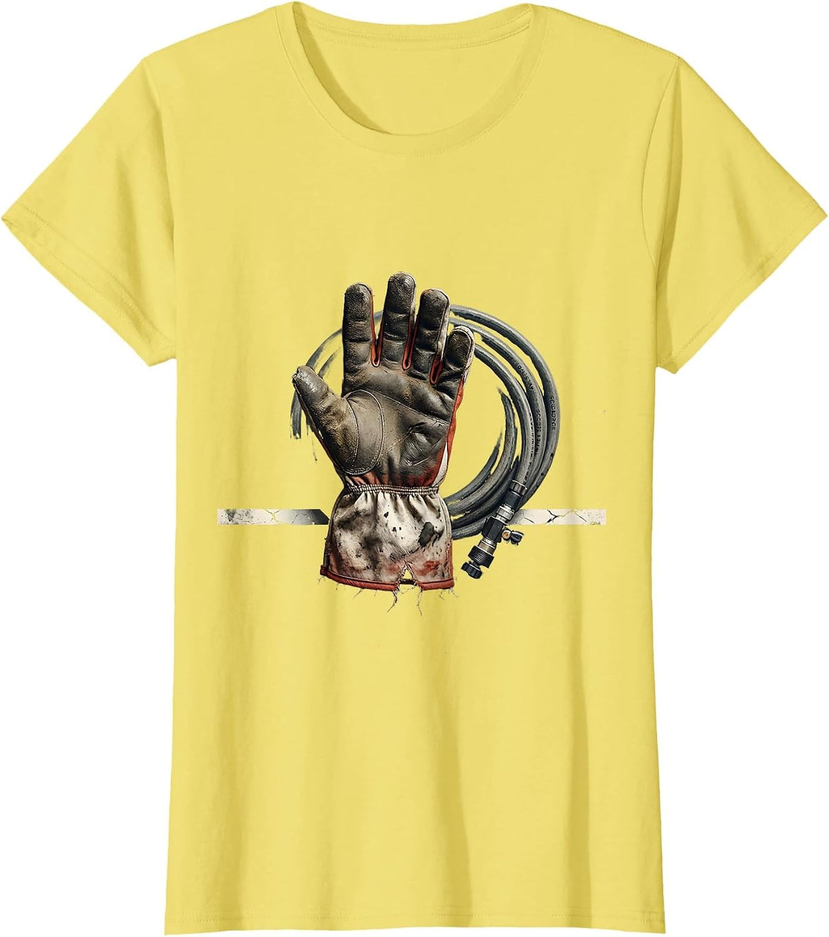 Worn Turnout Glove SCBA Regulator Firefighter Humor T-Shirt - Lemon Yellow